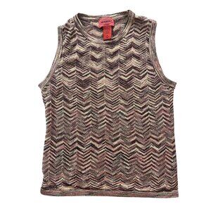Missoni For Target Raschel Zigzag  Knit Top Womens Medium Brown Metallic Boho